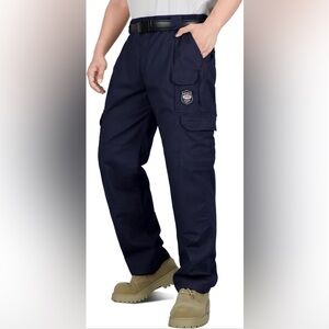 BOCOMAL Men’s FR Flame Resistant Cargo Work Pants Navy 48x32 NFPA 2112 CAT2